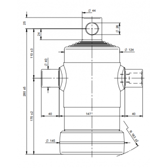 Teleskopski cilinder 5 stopenj 8 ton 765 mm z luknjo 3098F